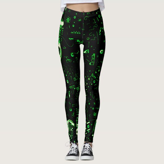Artsy Green Black Leggings (Voorkant)