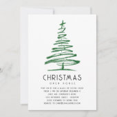 Artsy Green Glitter Tree Christmas Open House Kaart (Voorkant)