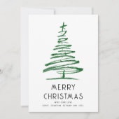 Artsy Green Glitter Tree Merry Christmas Feestdagenkaart (Voorkant)