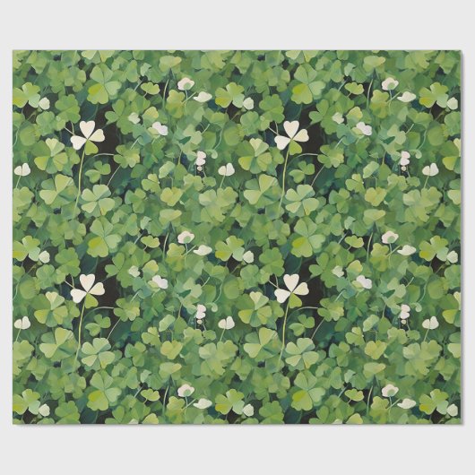 Artsy Green Lucky Clover St. Patrick geschilderd Cadeaupapier (Vlak)