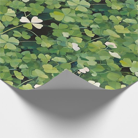 Artsy Green Lucky Clover St. Patrick geschilderd Cadeaupapier (Hoek)