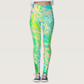 Artsy Green Yellow Leggings (Voorkant)