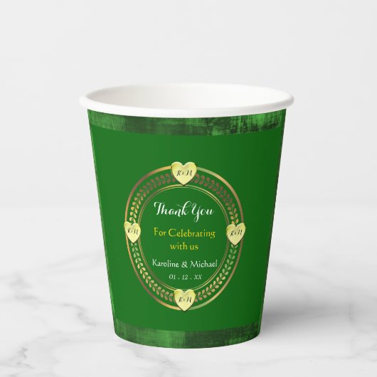 Artsy Groene Aardse Abstracte Bruiloft Feest Evene Papieren Bekers (Voorkant)