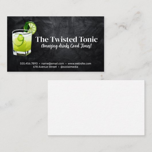 Artsy Groene Gemengde Cocktail Visitekaartje (Voorkant / Achterkant)