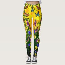 Artsy Groene Leuke Vlinder Lente Bloemen Leggings