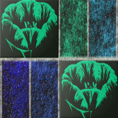 Artsy Groene Pop Art Tulip op Zwart Tegeltje