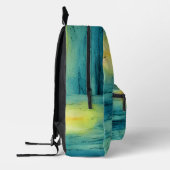 Artsy hand geschilderd waterverf oceaan Blauw Bedrukte Rugzak (Links)