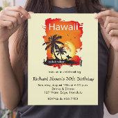 Artsy Hawaii Strand Sunset Feest Uitnodiging