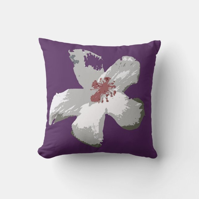 Artsy Hibiscus Flower Cotton Sierkussen (Voorkant)