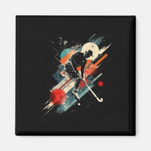 Artsy Hockeyspeler Op Abstract Kunstveld Ho Magneet
