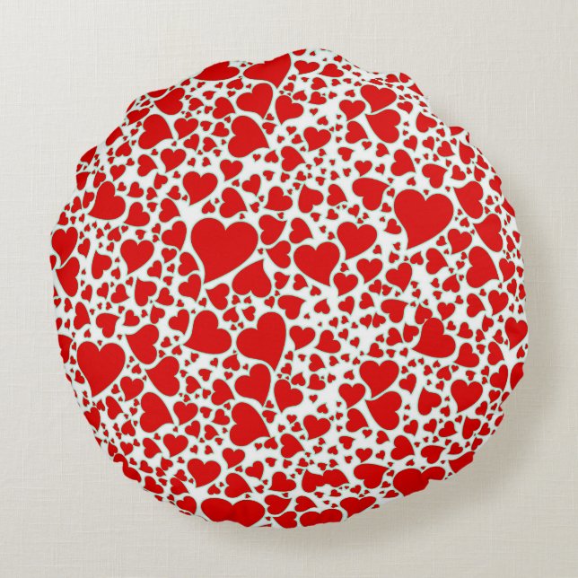 Artsy Holiday Hearts Rond Kussen (Achterkant)