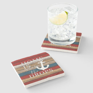 Artsy Home is waar de Anchor Word Art laat vallen Stenen Onderzetter