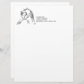 Artsy Horse Head Sketch Briefhoofd Sjabloon (Voorkant / Achterkant)