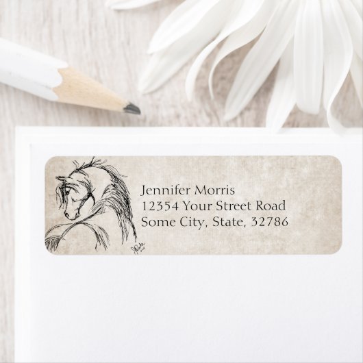 Artsy Horse Head Sketch Etiket (Insitu)