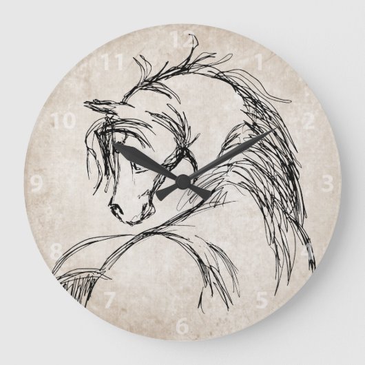 Artsy Horse Head Sketch Grote Klok (Voorkant)