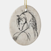Artsy Horse Head Sketch Keramisch Ornament (Rechts)