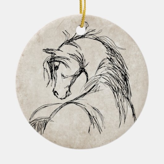 Artsy Horse Head Sketch Keramisch Ornament (Voorkant)