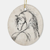 Artsy Horse Head Sketch Keramisch Ornament (Links)