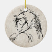 Artsy Horse Head Sketch Keramisch Ornament (Achterkant)