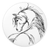 Artsy Horse Head Sketch Keramische Knop (Voorkant)