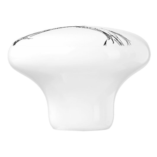 Artsy Horse Head Sketch Keramische Knop (Zijkant)