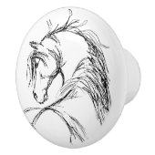 Artsy Horse Head Sketch Keramische Knop (Rechts)