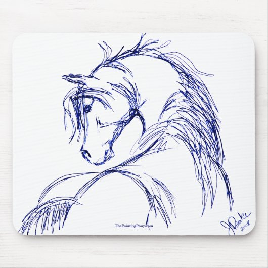 Artsy Horse Head Sketch Muismat (Voorkant)