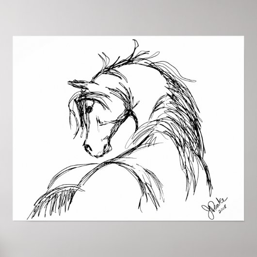 Artsy Horse Head Sketch Poster (Voorkant)