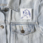 Artsy Horse Head Sketch Vierkante Button 5,1 Cm (In situ)