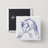 Artsy Horse Head Sketch Vierkante Button 5,1 Cm (Voorkant /achterkant)