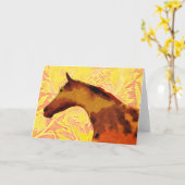 Artsy Horse in Gold Tones Art Note Kaart (Gele Bloem)