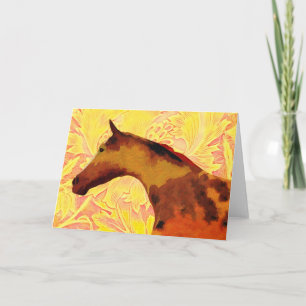 Artsy Horse in Gold Tones Art Note Kaart