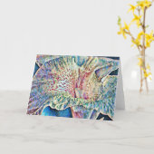 Artsy Impressionist Lily in Blue Art Note Kaart (Gele Bloem)