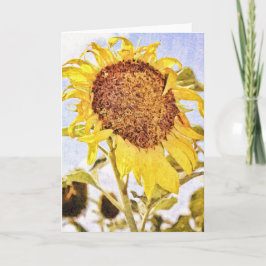 Artsy Impressionist Sunflower Note Kaart
