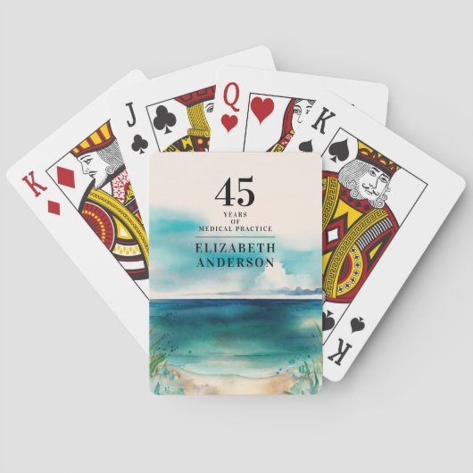 Artsy Jubileum naam en datum strand Waterverf Pokerkaarten (Achterkant)