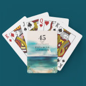 Artsy Jubileum naam en datum strand Waterverf Pokerkaarten