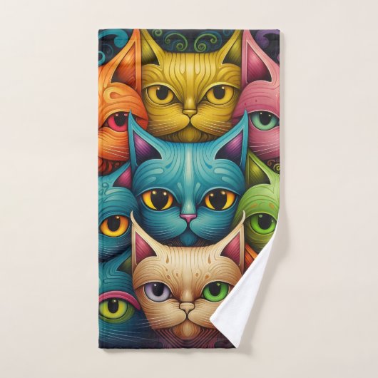 Artsy Kat Familie Bad Handdoek (Handdoek)
