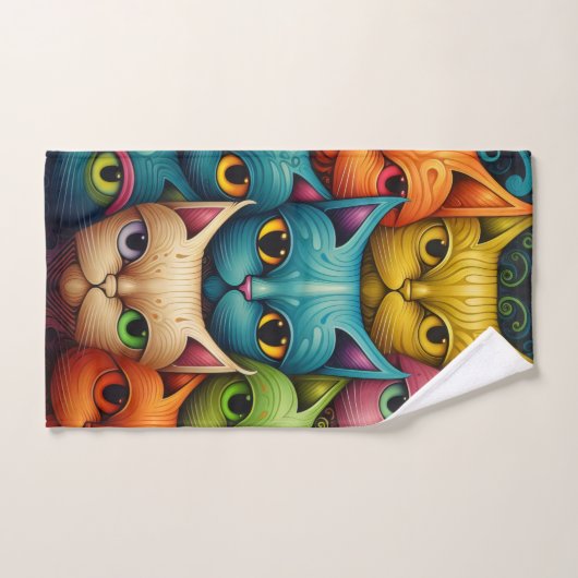 Artsy Kat Familie Bad Handdoek (Handdoek)