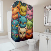 Artsy Kat Familie Douchegordijn (In situ)