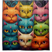 Artsy Kat Familie Douchegordijn (Voorkant)