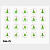 Artsy Kerstboom Retournaam Adres Ronde Sticker (Vel)