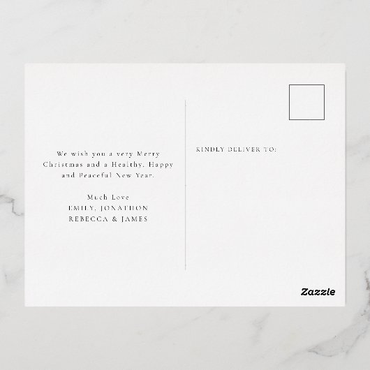 Artsy kerstboom Winter Waterverf Echt Folie Feestdagen Briefkaart (Achterkant)