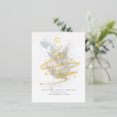 Artsy kerstboom Winter Waterverf Echt Folie Feestdagen Briefkaart (Staand Voorkant)