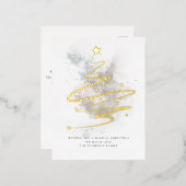 Artsy kerstboom Winter Waterverf Echt Folie Feestdagen Briefkaart (Voorkant / Achterkant)