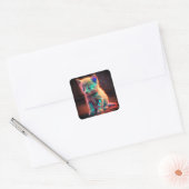 Artsy Kitten Vierkante Sticker (Envelop)
