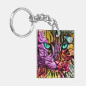Artsy Kitty Cat Sleutelhanger (Voorkant Links)