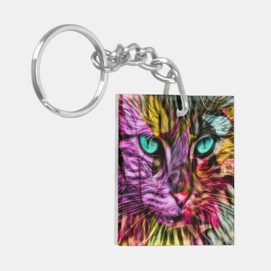 Artsy Kitty Cat Sleutelhanger (Voorkant Links)