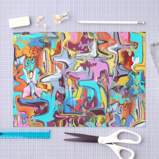 Artsy kleurrijke abstracte print tissuepapier (Craft)