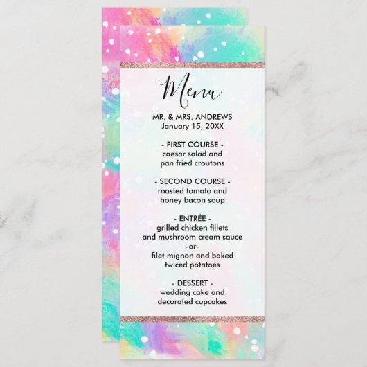 Artsy Kleurrijke Abstracte Verf Daub Polka Dots Menu (Voorkant / Achterkant)