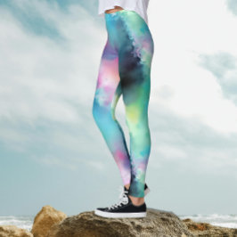 Artsy Kleurrijke Aurora Borealis Lights Waterverf Leggings